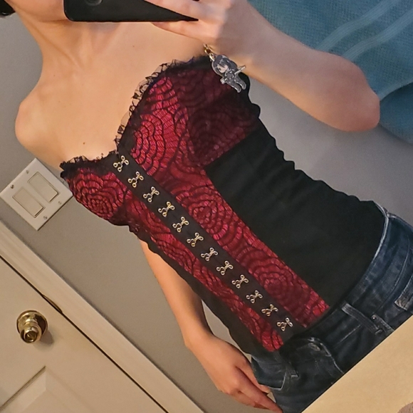 *ON HOLD ON DP* Royal Bones Lace Corset Top - Picture 3 of 8